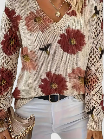 sweter we wzór kwiatowy
