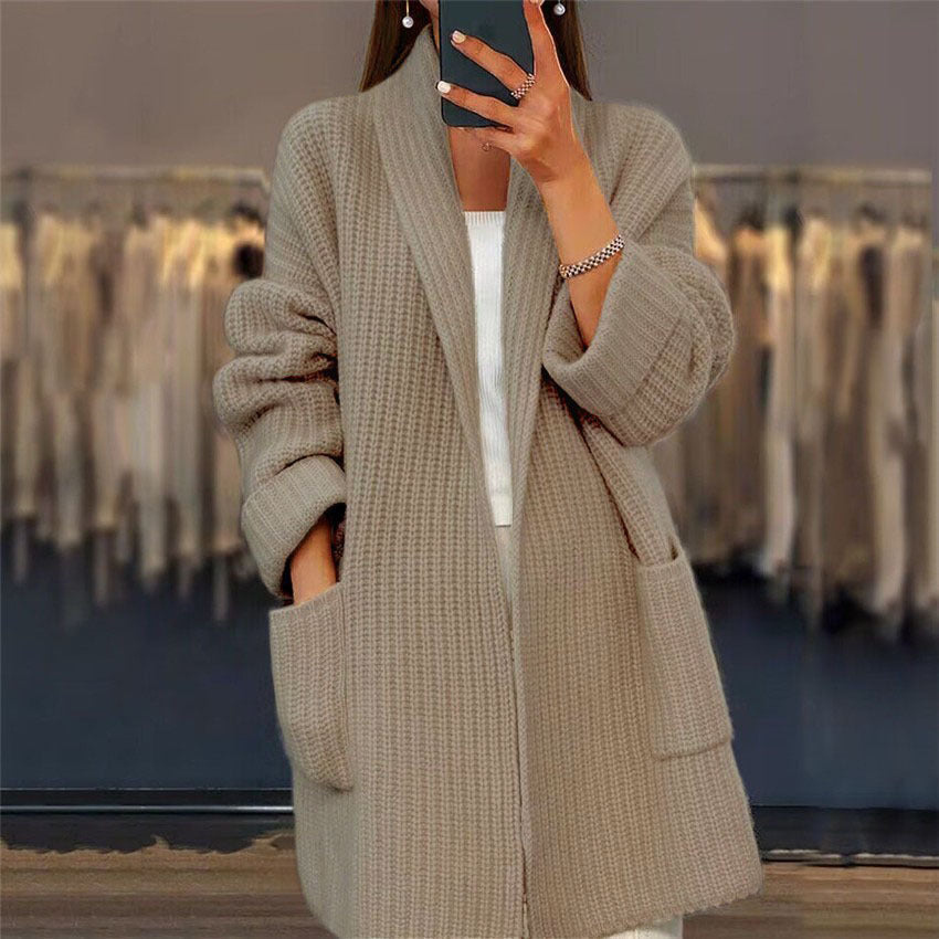 Sweter z dzianiny z kieszeniami