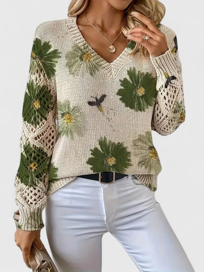 sweter we wzór kwiatowy
