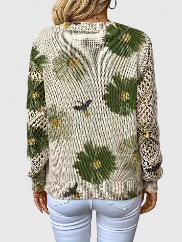 sweter we wzór kwiatowy