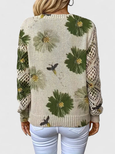 sweter we wzór kwiatowy