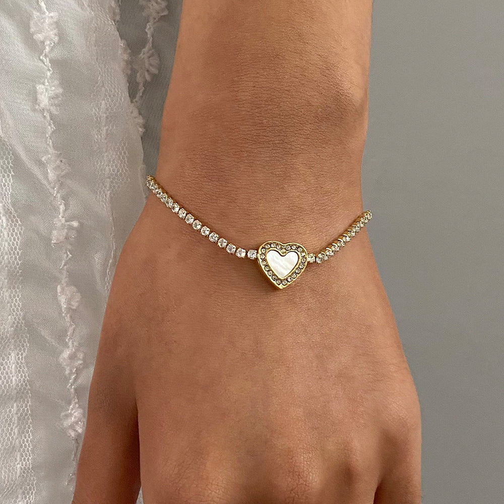 Maria – diamentowa bransoletka tenisowa z sercem