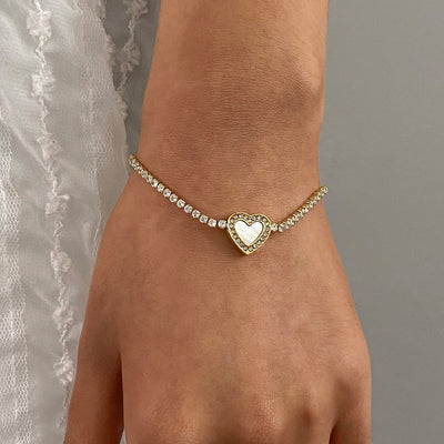 Maria – diamentowa bransoletka tenisowa z sercem
