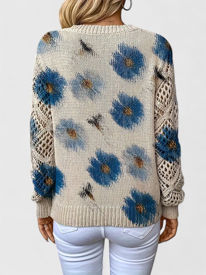 sweter we wzór kwiatowy