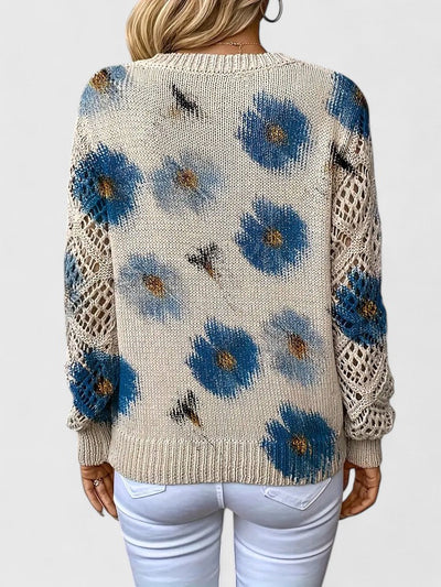 sweter we wzór kwiatowy