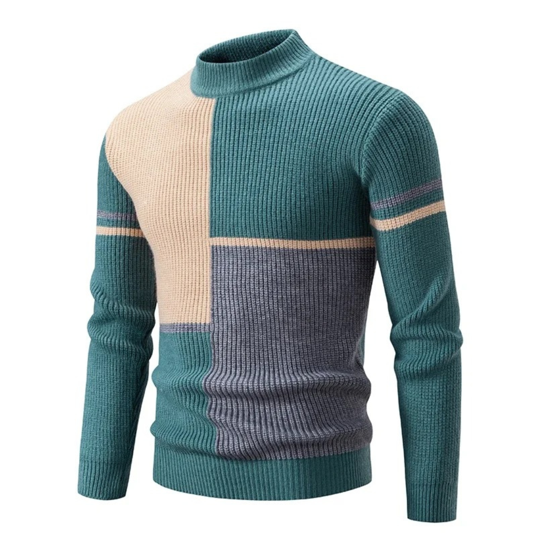 Męski sweter w geometryczne wzory – kolor i styl na chłodne dni