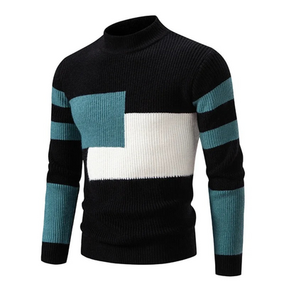 Męski sweter w geometryczne wzory – kolor i styl na chłodne dni