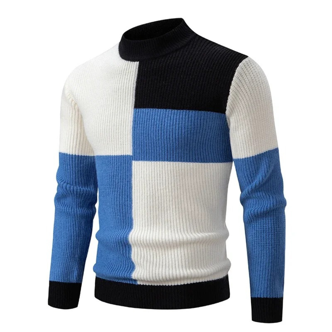 Męski sweter w geometryczne wzory – kolor i styl na chłodne dni