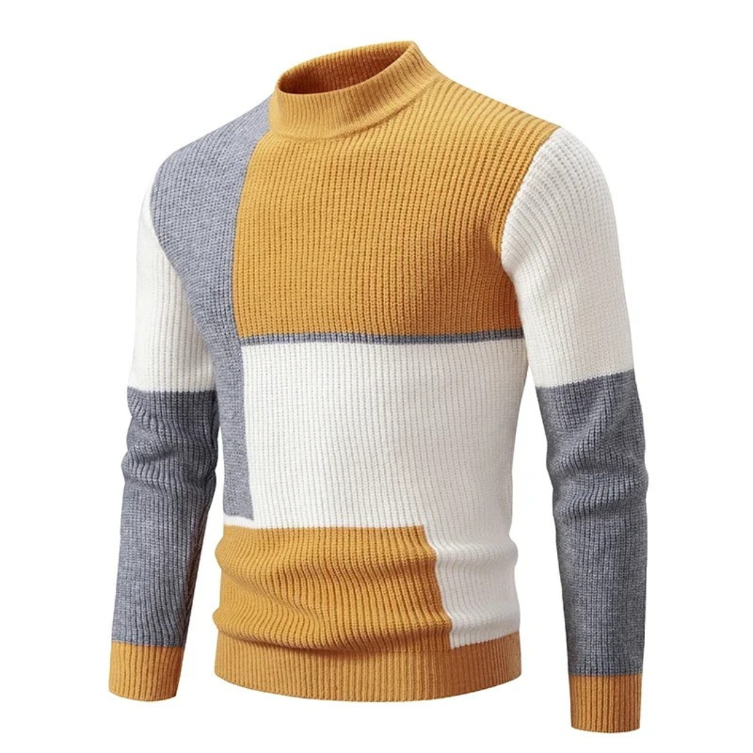 Męski sweter w geometryczne wzory – kolor i styl na chłodne dni