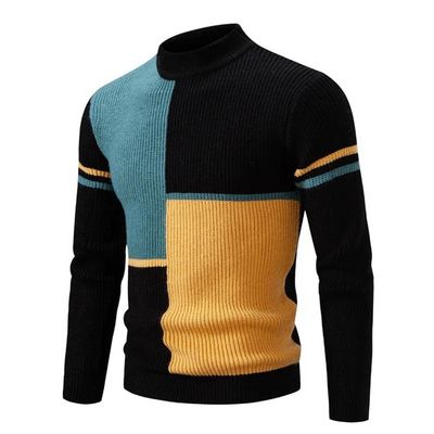 Męski sweter w geometryczne wzory – kolor i styl na chłodne dni