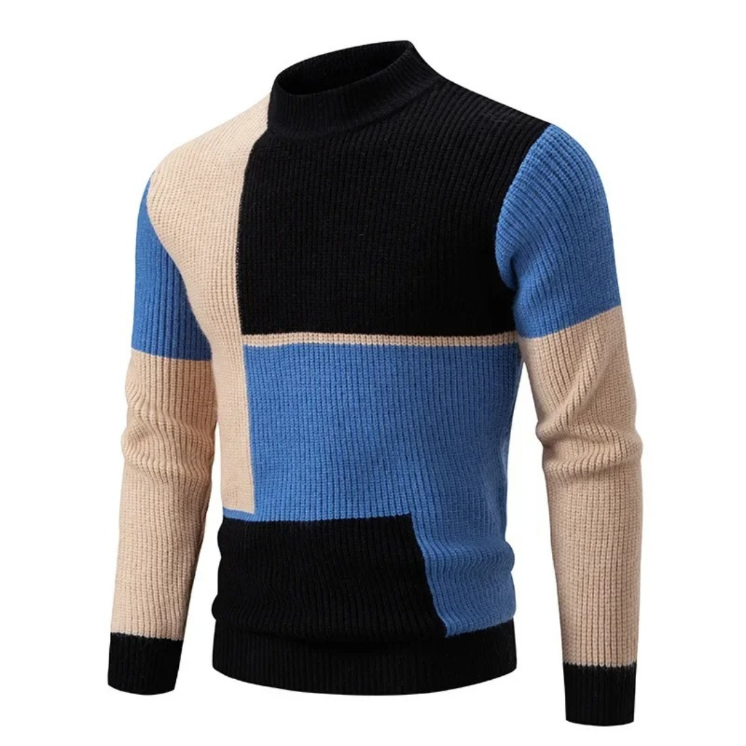 Męski sweter w geometryczne wzory – kolor i styl na chłodne dni