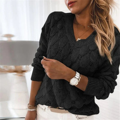 Sweter Damski – Dzianinowy z Dekoltem V