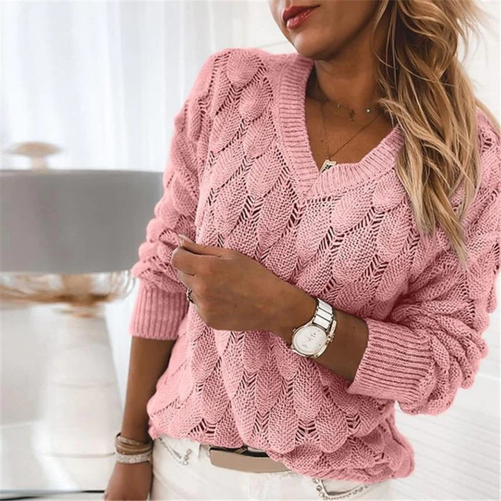 Sweter Damski – Dzianinowy z Dekoltem V