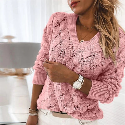Sweter Damski – Dzianinowy z Dekoltem V