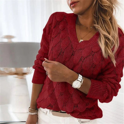 Sweter Damski – Dzianinowy z Dekoltem V