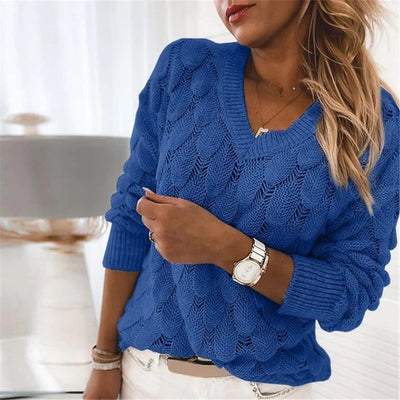 Sweter Damski – Dzianinowy z Dekoltem V